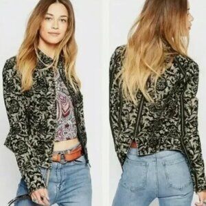 Free People "Follow the Flock" textured moto jacket